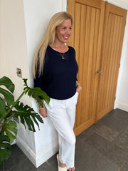 Navy V Neck Knit Jodie