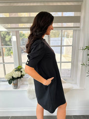 Black Button Detail Dress Helena