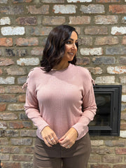 Pink Lace Up Sleeve Knit Aubrey