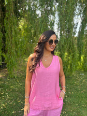 Candy Pink Textured Vest Top Kaylee
