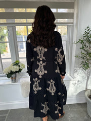 Black Gold Embroidery Shirt Dress River