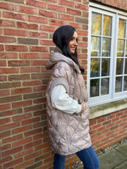 Mocha Premium Quilted High Neck Gilet Teya