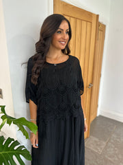 Black Lace Overlay Dress Davina