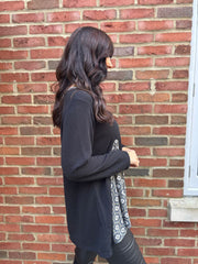 Black Geometric Knit Top Danielle