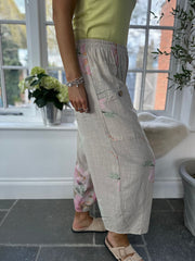 Stone Brushed Floral Trousers Alexis