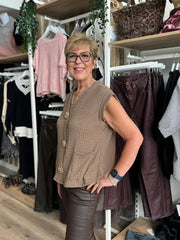 Dark Mocha Textured Sleeveless Top Corrina