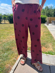 Wine Polka Dot Trousers Michaela