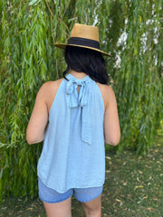 Light Blue Halter Neck Top Bethany