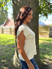 Cream Beaded Neckline Knit Alison