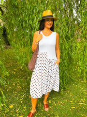 White Polka Dot Panel Dress Coraline