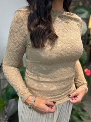 Camel Floral Lace Top Kelly