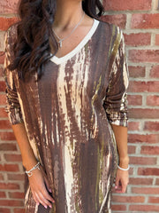 Green Brushstroke Shimmer Dress Freya