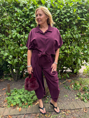 Grape Soft Cord Tie Detail Shirt Morgan
