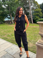 Black Buttoned Knit Waistcoat Kerry