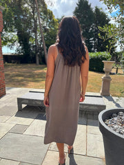 Mocha Bubble Cotton Dress Athena