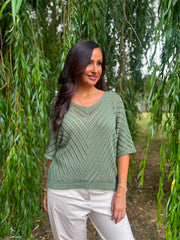 Khaki Chevron Knit Anabelle