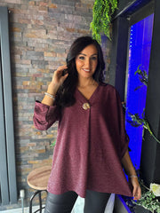 Wine Shimmer Brooch Top Indy