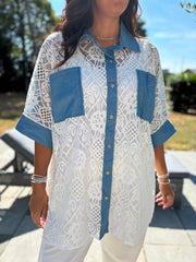 Denim Detail Lace Shirt Dina