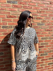 Stone Leopard Lace Trim Sweatshirt Teagan