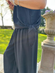 Black Sleeveless Tie Detail Co-Ord Ashley