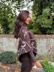 Chocolate Boucle Swirl Pattern Poncho