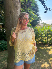 Lemon Abstract Pattern Knit Tori