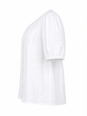 White Buttoned Floral Top Marcia
