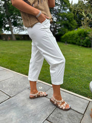 White Barrel Leg Trousers