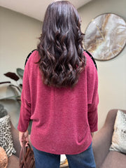 Wine Diamante Trim Knit Orla