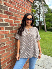 Mocha Polka Dot Top Everly