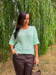 Mint Green Chevron Knit Anabelle