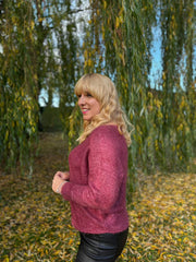 Wine Shimmer V Neck Knit Seren