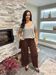 Chocolate Diamante Wide Leg Trousers Trisha