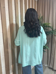 Aqua Gathered Cowl Neck Top Harper