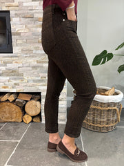 Chocolate Leopard Straight Leg Jeans
