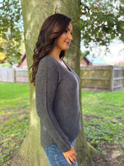 Charcoal Embellished Soft Knit Francine