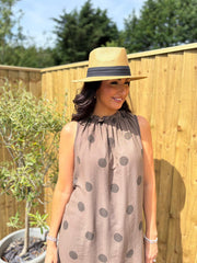 Chocolate Polka Dot Sleeveless Dress Tiana