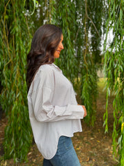Stone Lace Detail Striped Shirt Rosie