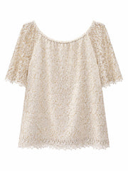 White Gold Fleck Bardot Top Rene