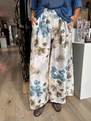 Winter White Shimmer Floral Trousers Adele
