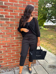 Black Gathered Loose Knit Paige