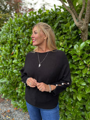 Black Sleeve Detail Knit Top Julia