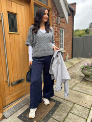 Grey Cosy Diamond Knit Sofia