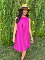 Lipstick Striped Sleeveless Dress Tiana