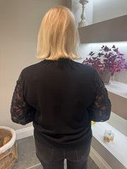 Black Floral Sleeve Knit Caroline