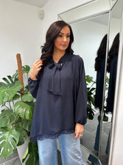 Navy Pussy Bow Blouse Ellis