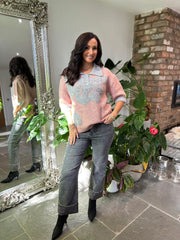 Rose Luxury Collared Floral Knit Eve