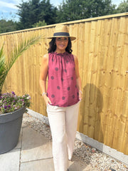 Wine Polka Dot Sleeveless Top Tiana