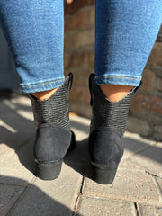 Black Weaved Panel Western Boots