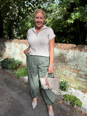 Stone Collared Short Sleeve Knit Annie